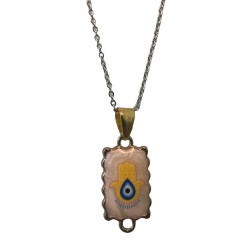 ASTRONYX Hamsa Nazar Necklace, Artisan Luxe Pearlescent Enamel & Evil eye protection.